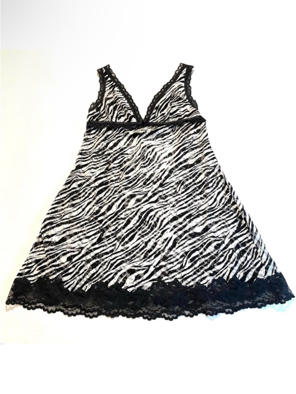 Victoria’s Secret Very Sexy Stretchy Lace Open Back Zebra‎ Slip Dress size L